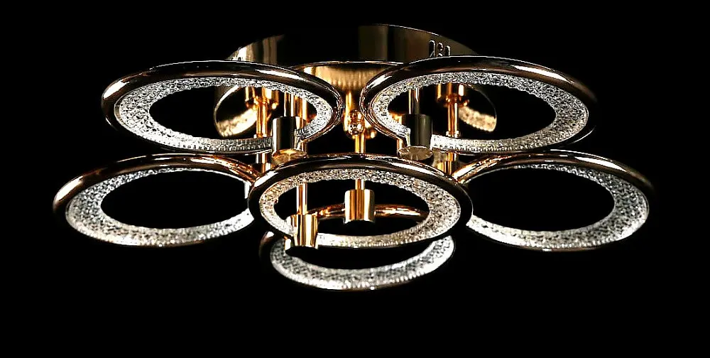 Люстра стельова LED Splendid Ray LT98120/5+1, 144W, золото, білий, сучасний стиль з пультом, димер - фото 4