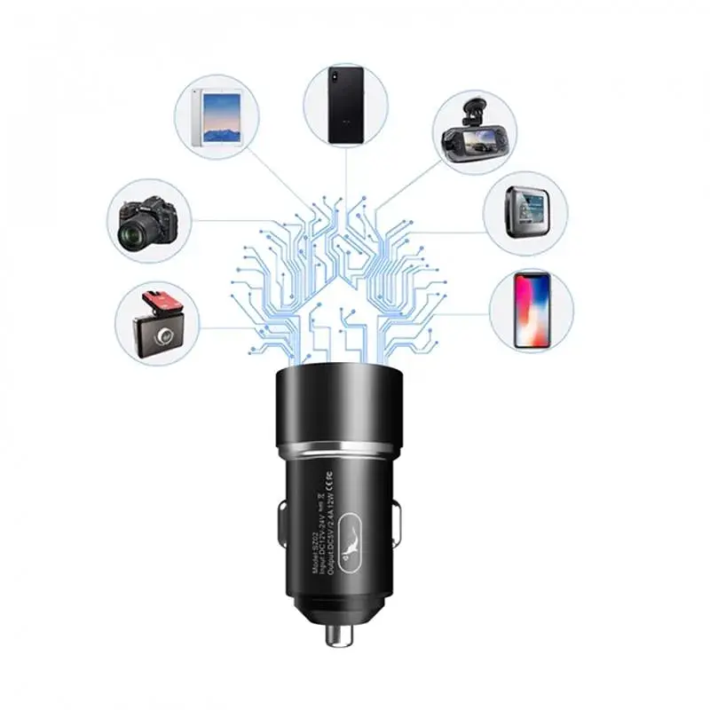 Автомобільний зарядний пристрій SkyDolphin SZ02L Aluminium (2USB, 2.4A) Black (AZP-000071) + кабель Lightning - фото 3