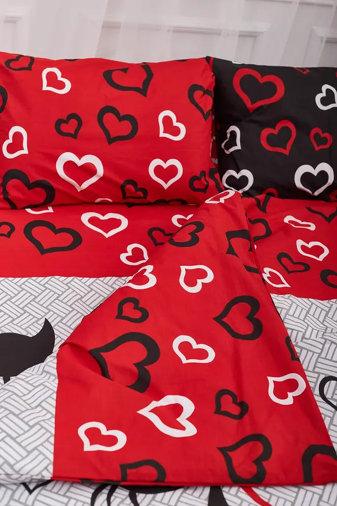 Комплект постільної білизни Moon&Star King Size 220x240 наволочки 2х40х60 Love Cats Бязь Gold Люкс - фото 4