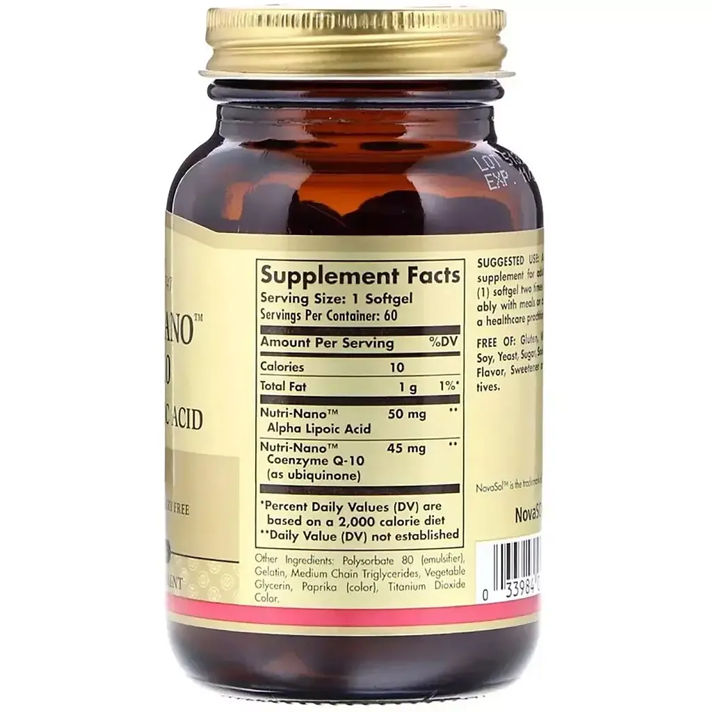Коензим і альфа-ліпоєва кислота Solgar Nutri-Nano 60 капсул - фото 2