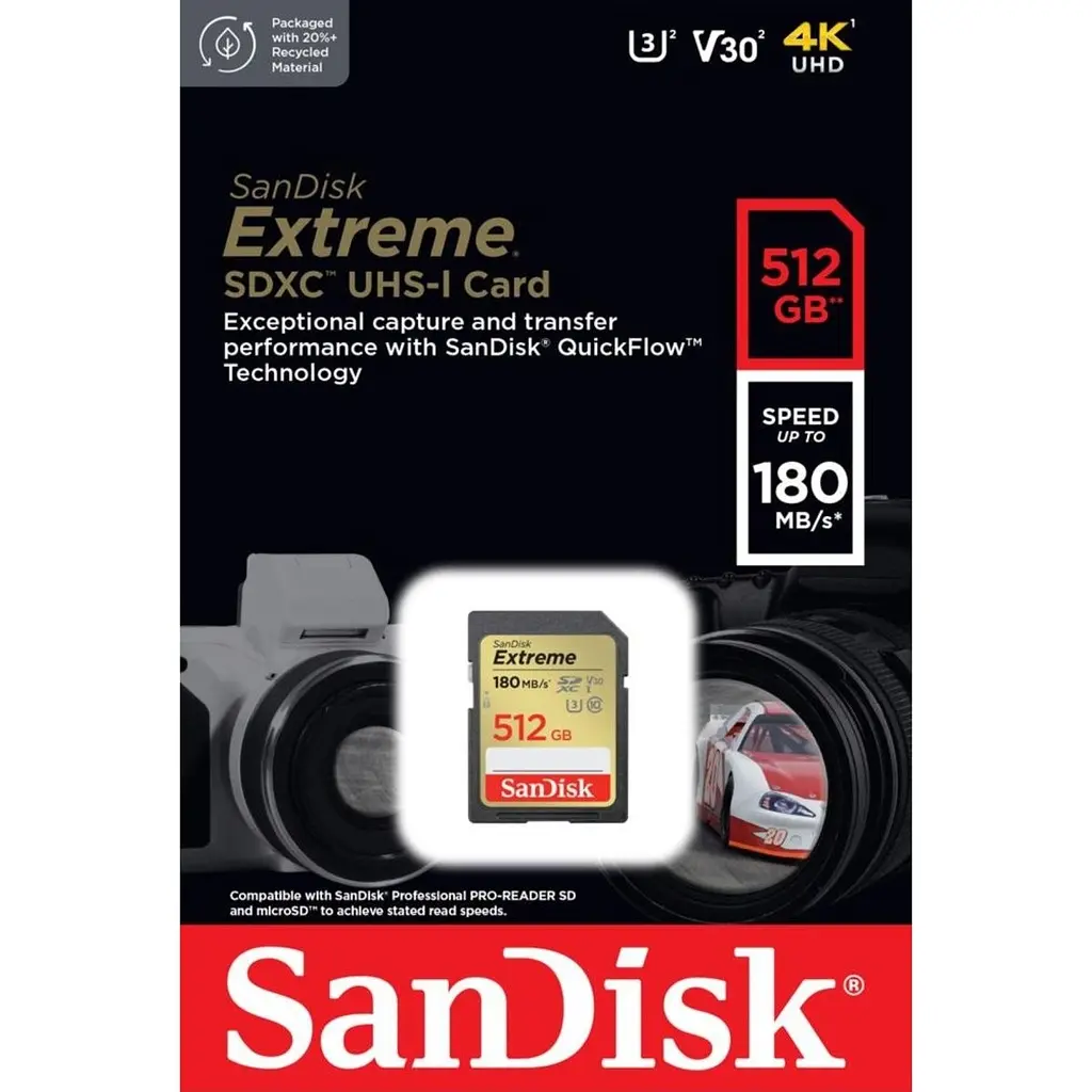 Карта памяти SanDisk SDXC Extreme 512GB UHS-I U3 V30 Class 10 (SDSDXVV-512G-GNCIN) [136570] - фото 3