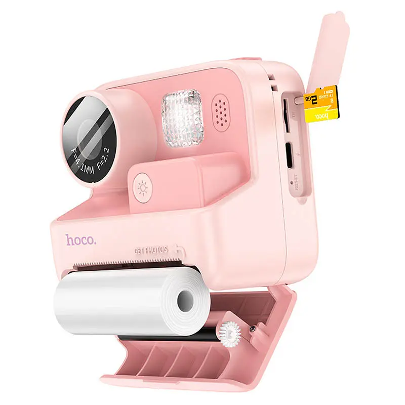 Детская фотокамера с моментальной печатью Hoco DV200 Dual lens Pink - фото 3