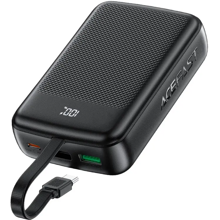 УМБ Acefast 20000mAh 22,5W PD,QC3.0 USB-A+USB-C In/Out,built-in cable M14 Black - фото 4