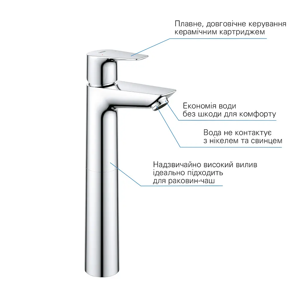 Змішувач для раковини Grohe QuickFix StartEdge XL-Size 23777001 з донним клапаном, Хром - фото 6