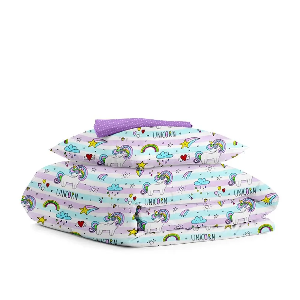 Дитяча постільна білизна в ліжечко UNICORN & RAINBOW COSAS (4822052045800)