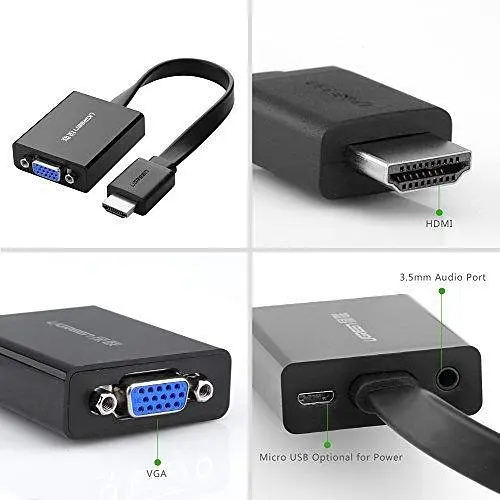 Адаптер Ugreen мм103 HDMI to VGA Converter 25 см черный (40248) - фото 3