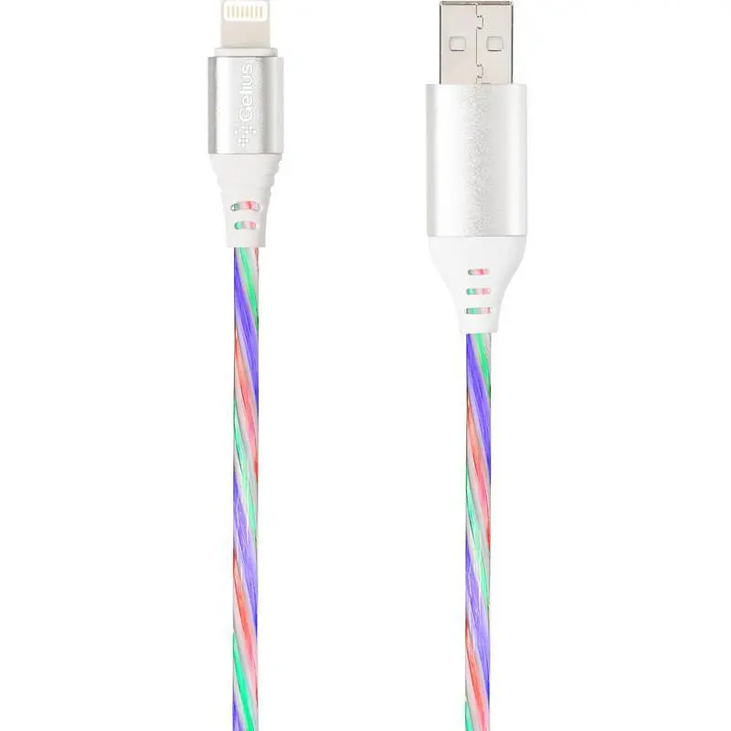 USB кабель Gelius Pro LED RGB GP-UC06i Apple Lightning Silver - фото 4