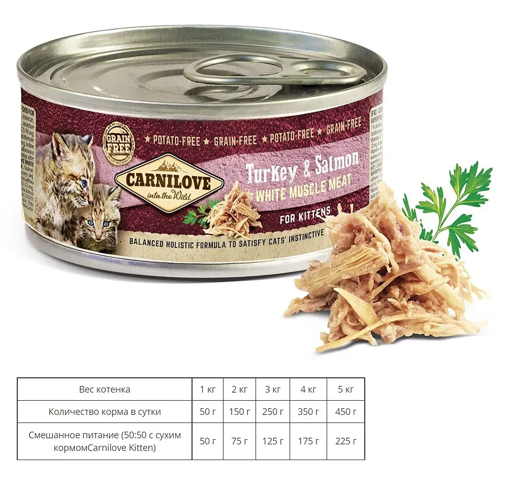 Вологий корм для кошенят Carnilove Turkey&Salmon Kitten Індичка і лосось 100 г - фото 2