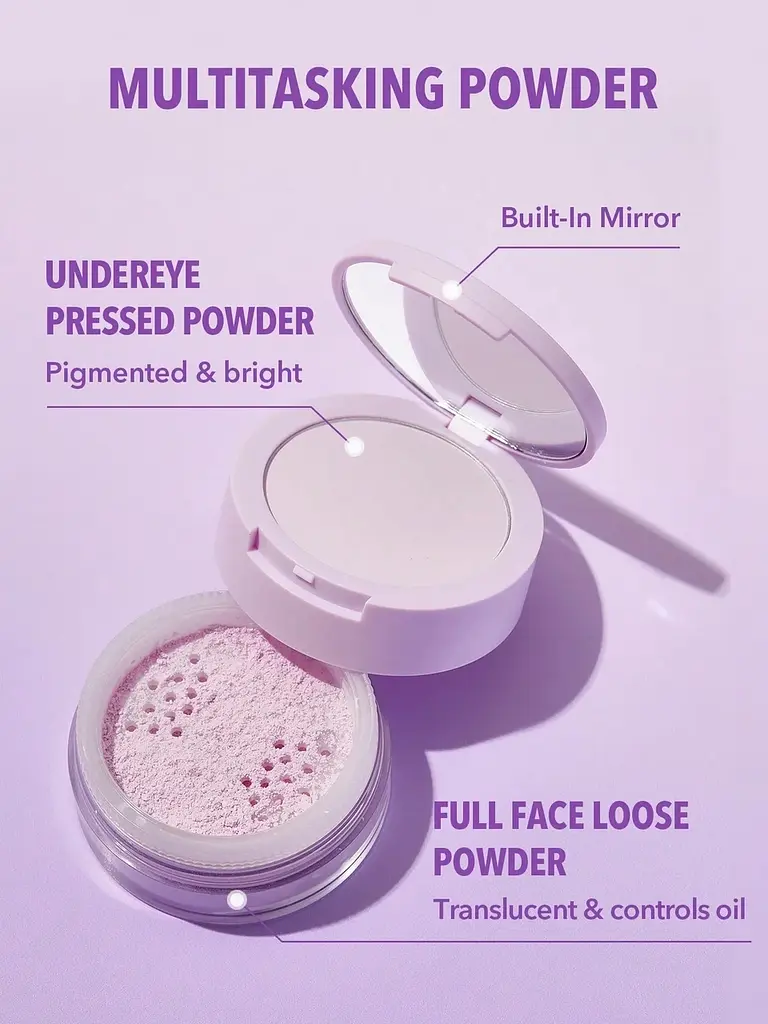 Матуюча пудра Sheglam Insta-Ready Face & Under Eye Setting Powder Duo - Taro - фото 2