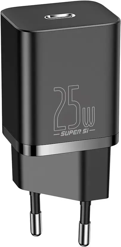 Мережевий зарядний пристрій Baseus Super Si 1C 25W EU Set with Type-C to Type-C black (TZCCSUP-L01) - фото 2
