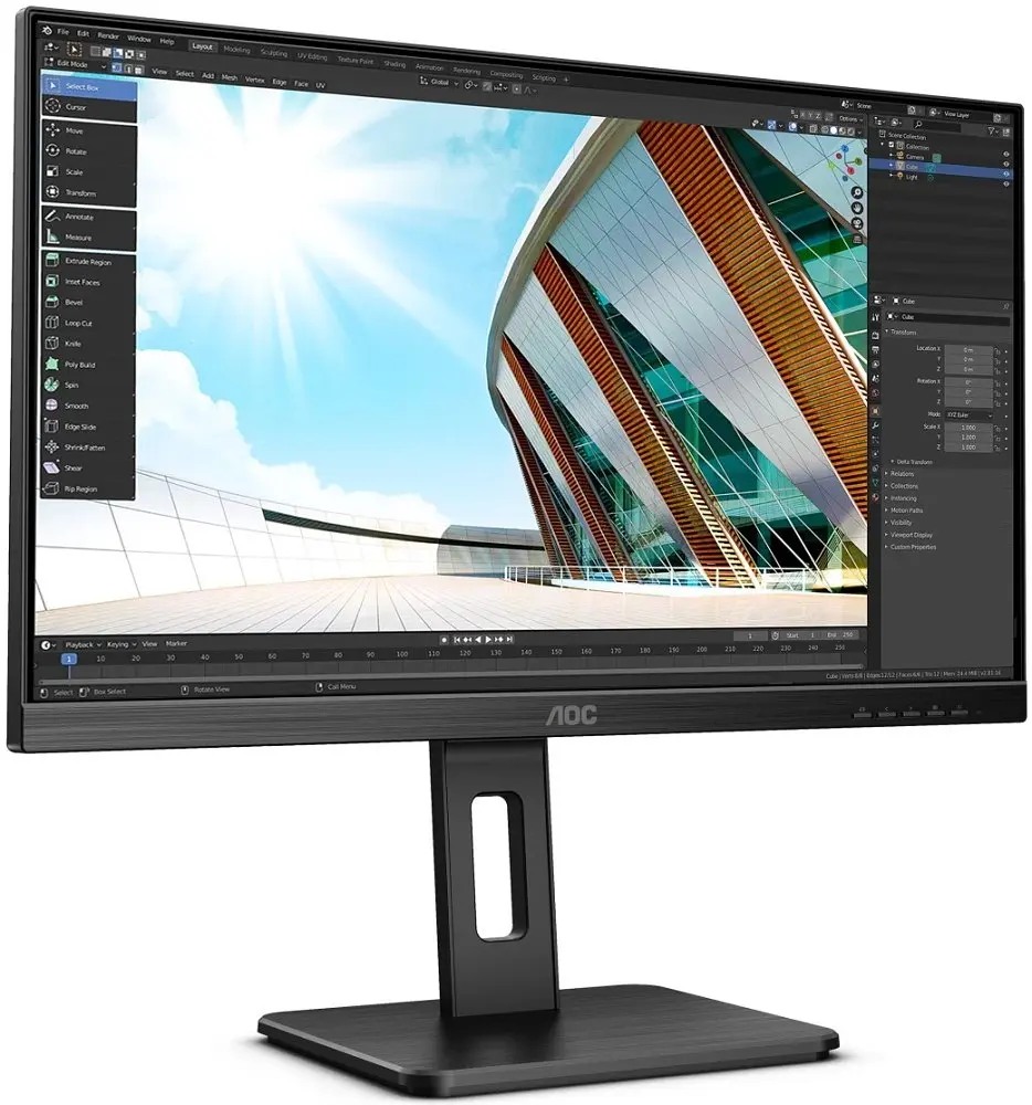 TFT 27" AOC U27P2, IPS, 4K, HDMI, DP, USB 3.2 хаб, Pivot, колонки, чорний - фото 2