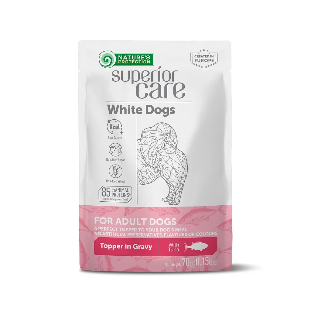 NATURE'S PROTECTION White Dogs Adult with Tuna, вологий корм з тунцем для білошерстих собак усіх порід, 70г