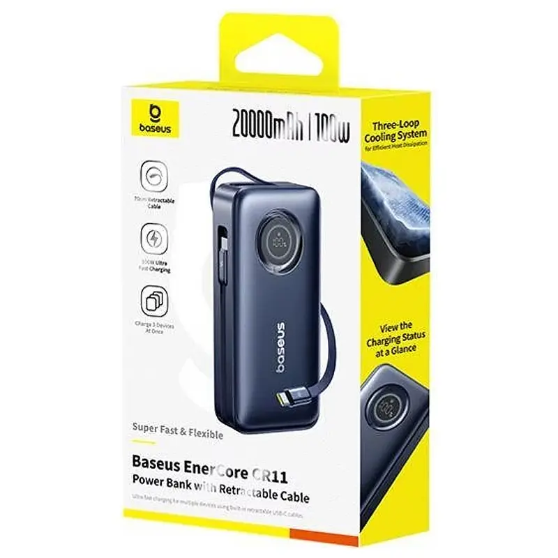 Портативний ЗП Power Bank Baseus EnerCore CR11 PD100W with cable 20000 mAh (PPNMS) Cosmic Black - фото 2