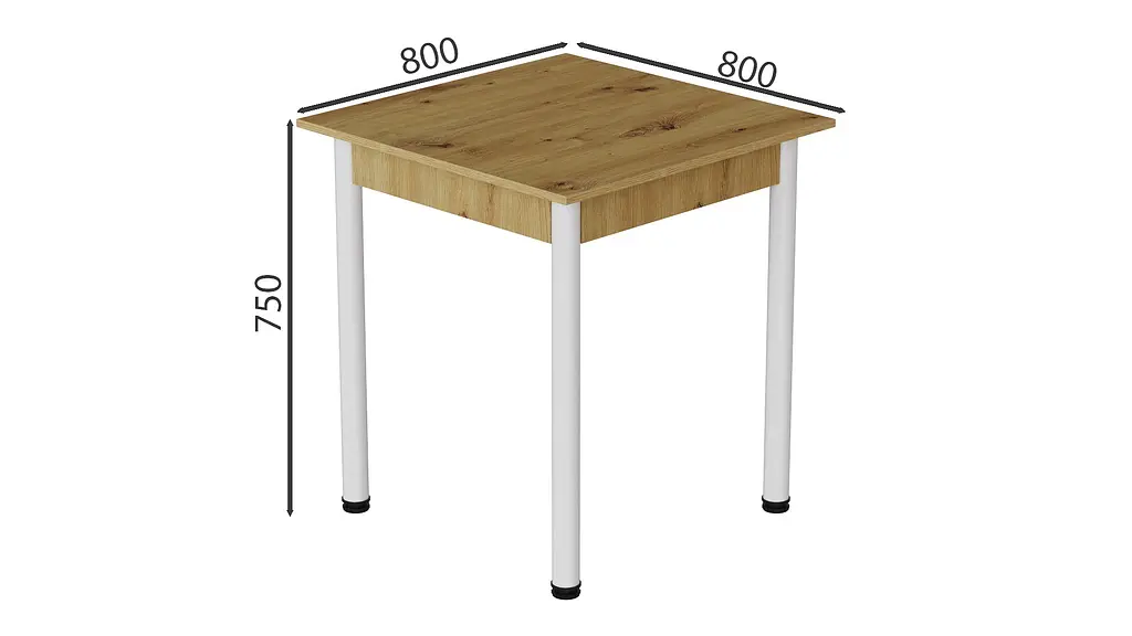Стол кухонный Ferrum-decor Агата 75x80x80 Белый ДСП Дуб Артизан 16мм (FRD-105675) - фото 3