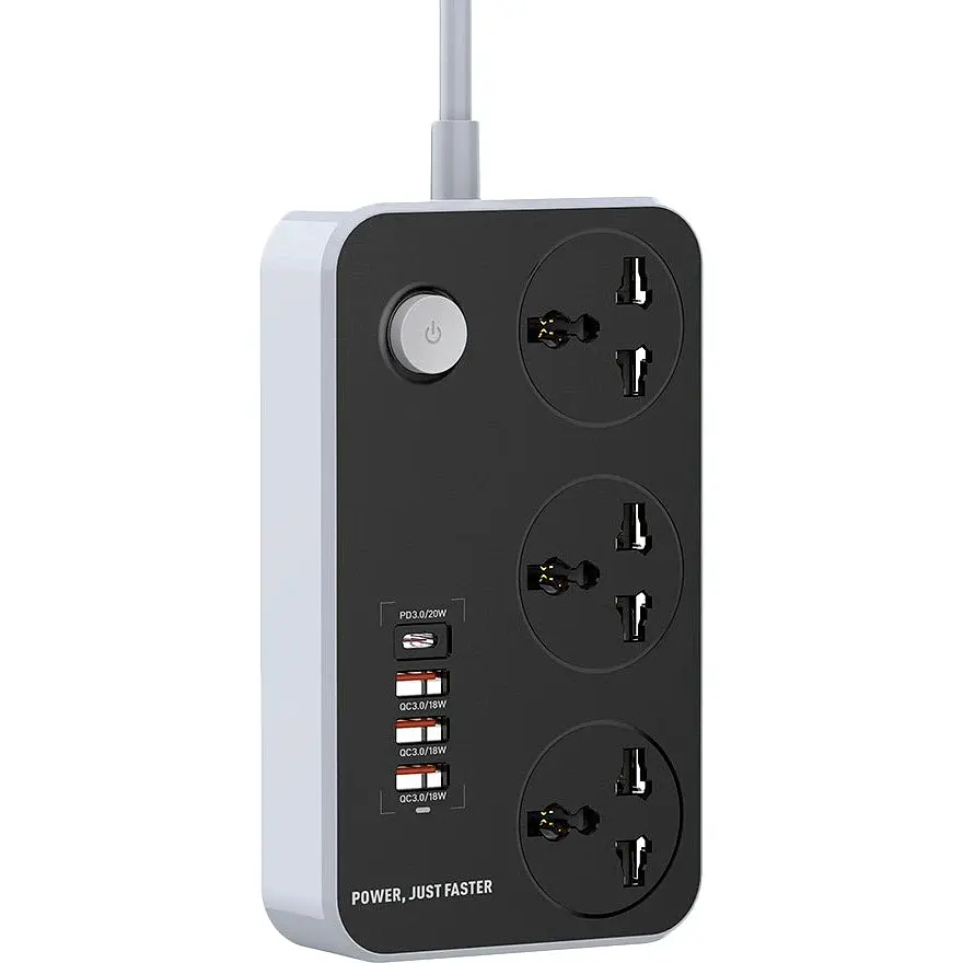 Мережевий подовжувач ColorWay 3 розетки + 4 USB QC3.0&PD Black (CW-CHU34PDB) - фото 4