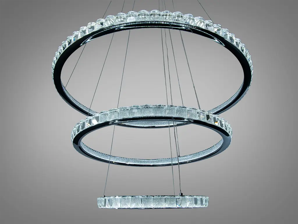 LED люстра кільця Diasha 66081/800+600+400CH хром 77 см 185W з пультом 20-30 кв.м. - фото 2