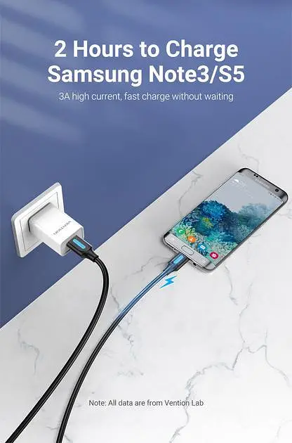Кабель Vention 0.25м USB 3.0 - Micro USB Type-B 5 Гбіт/с 5V/3A USB 3.0 A на Micro-B для Жорских Дисків Чорний (COPBC) - фото 5