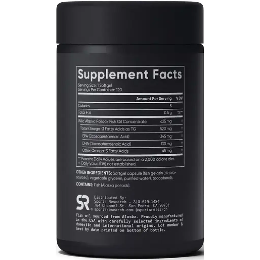 Риб'ячий жир Sport Research Omega-3 Fish Oil Alaska 625 мг 120 капсул - фото 2