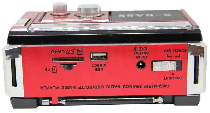Радіоприймач акумулятор/220/батарейки Golon RX-381/2 USB+SD з ліхтариком LED Червоний (1756375736) - фото 3