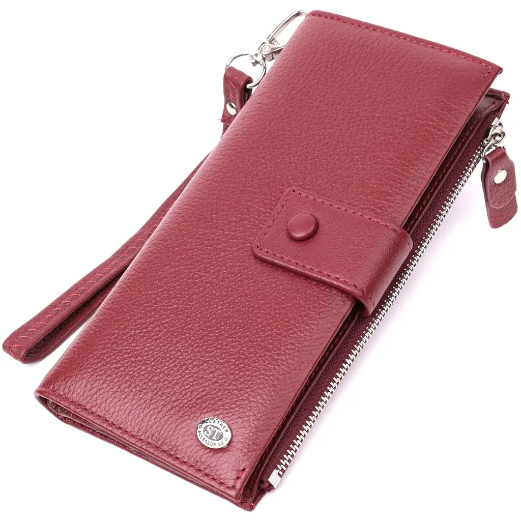 Вертикальний жіночий гаманець-клатч із натуральної шкіри ST Leather 22535 бордовий - фото 5