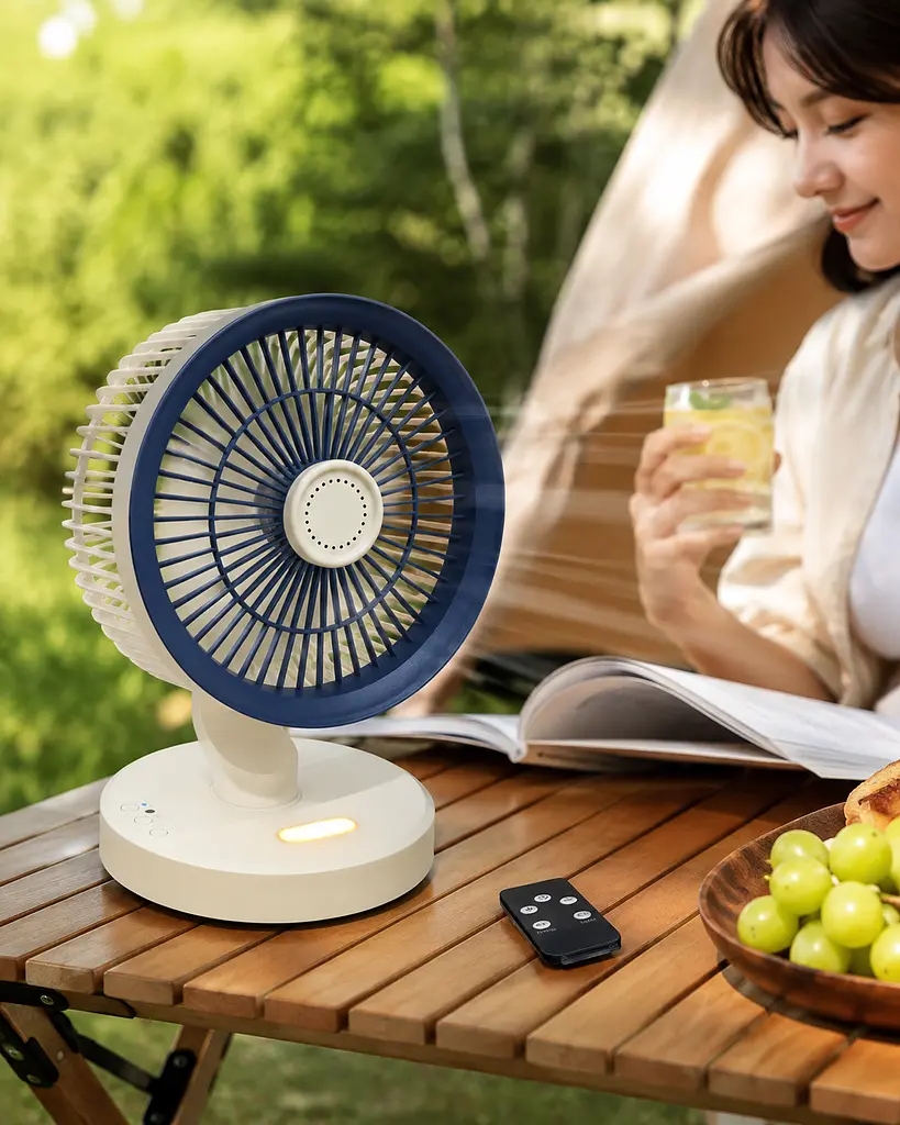 Портативний вентилятор SkyBerg з LED-підсвічуванням / Переносний настільний вентилятор + пульт ДК - фото 2