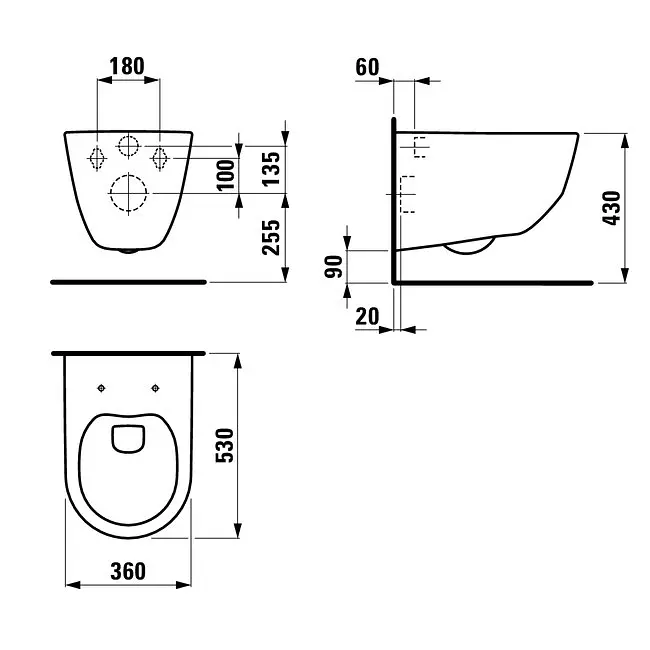 Комплект инсталляция 3 в 1 Volle Master Neo 201010 + унитаз Laufen Pro Rimless H8669570000001 с сидением Soft Close Slim, Белый - фото 3