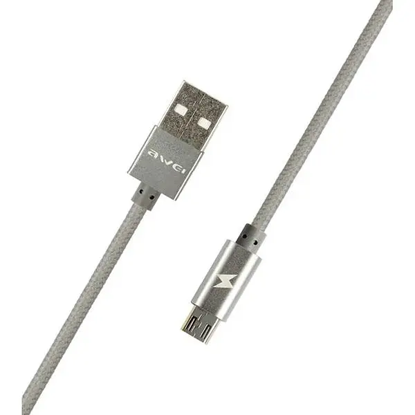 Кабель Awei CL-400 Micro cable 1m Grey - фото 3