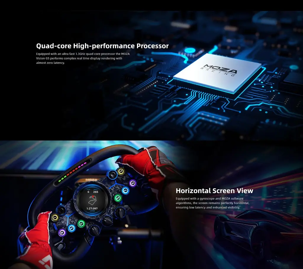 Кермо MOZA Racing Vision GS Steering Екран 2.8" RGB - фото 9