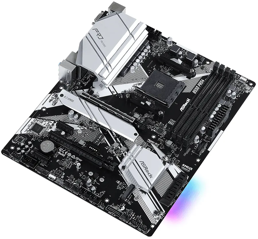 Материнская плата AM4 (B550) ASRock B550 Pro4, B550, 4xDDR4, CrossFireX, Int.Video(CPU), 6xSATA3, 2xM.2, 1xPCI-E 16x 4.0, 1xPCI-E 16x 3.0, 2xPCI-E 1x 3.0, 1xM.2 (Key E), ALC1200, RTL8111H, 8xUSB3.2/4xUSB2.0, VGA/HDMI, ATX - фото 4