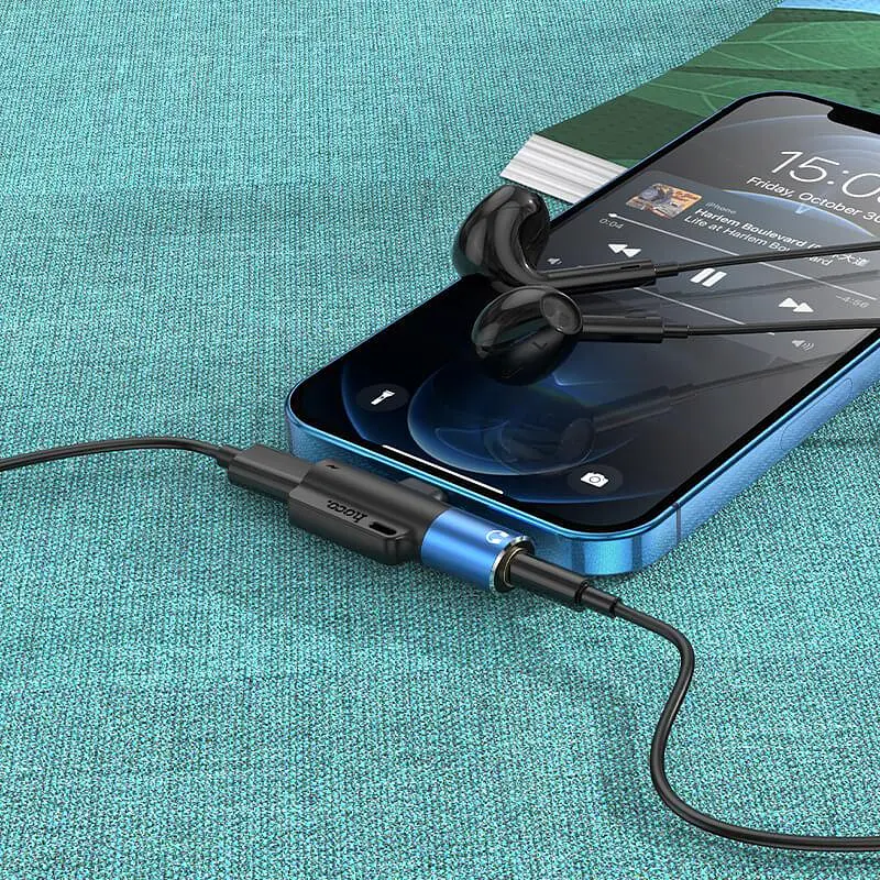 Перехідник Hoco digital 3.5 audio converter for Lightning LS32 чорно сірий - фото 2