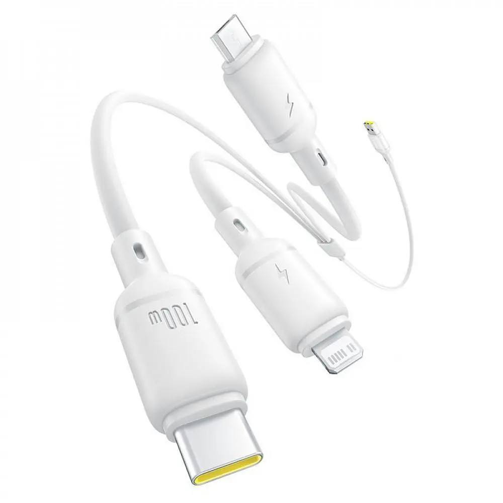 Кабель Baseus Silky One-for-Three Fast Charging USB to Micro USB+Lightning+Type-C 100W 1.5m white (P10377705213-00) - фото 2