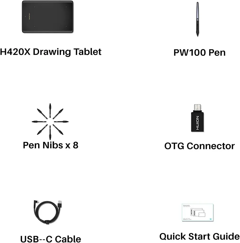 Huion Графічний планшет 4.17"x 2.6" H420X USB-C чорний - фото 8