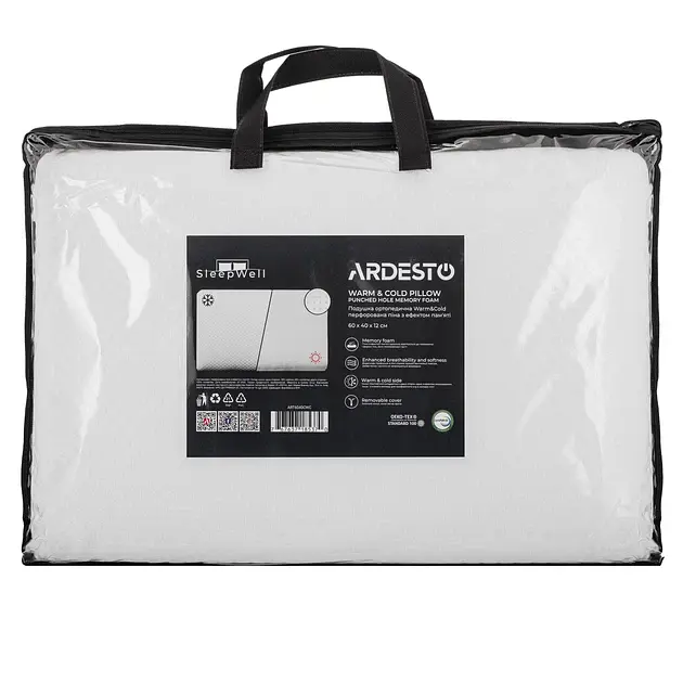 Подушка ортопедическая Ardesto Sleepwell Warm&Cold 60х40х12 см прямоугольная белая (ART6040CWC) - фото 2