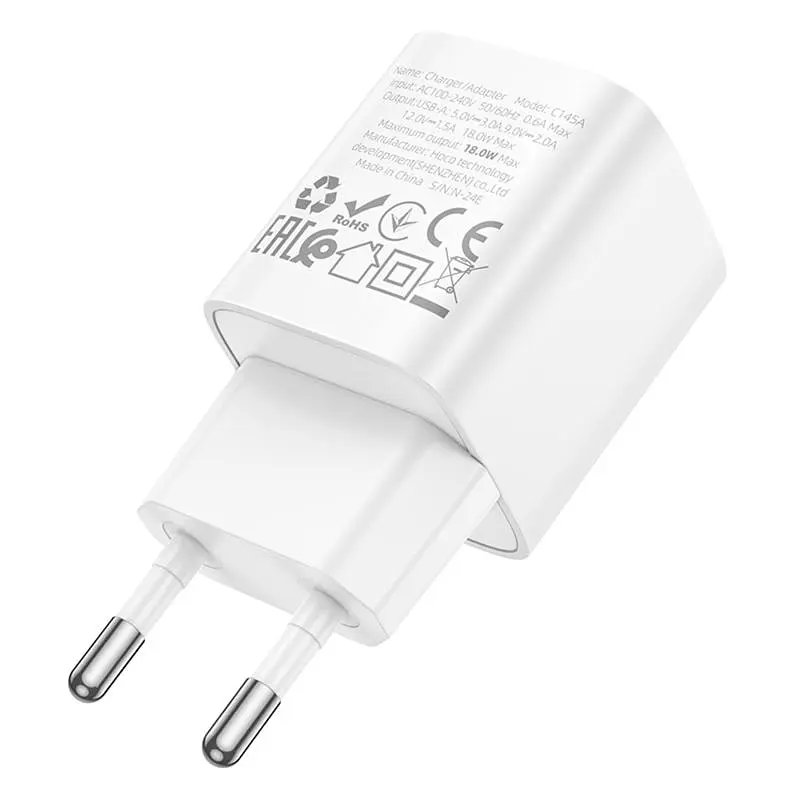 МЗП Hoco C145A Charm QC3.0 18W (1USB-A) White - фото 2