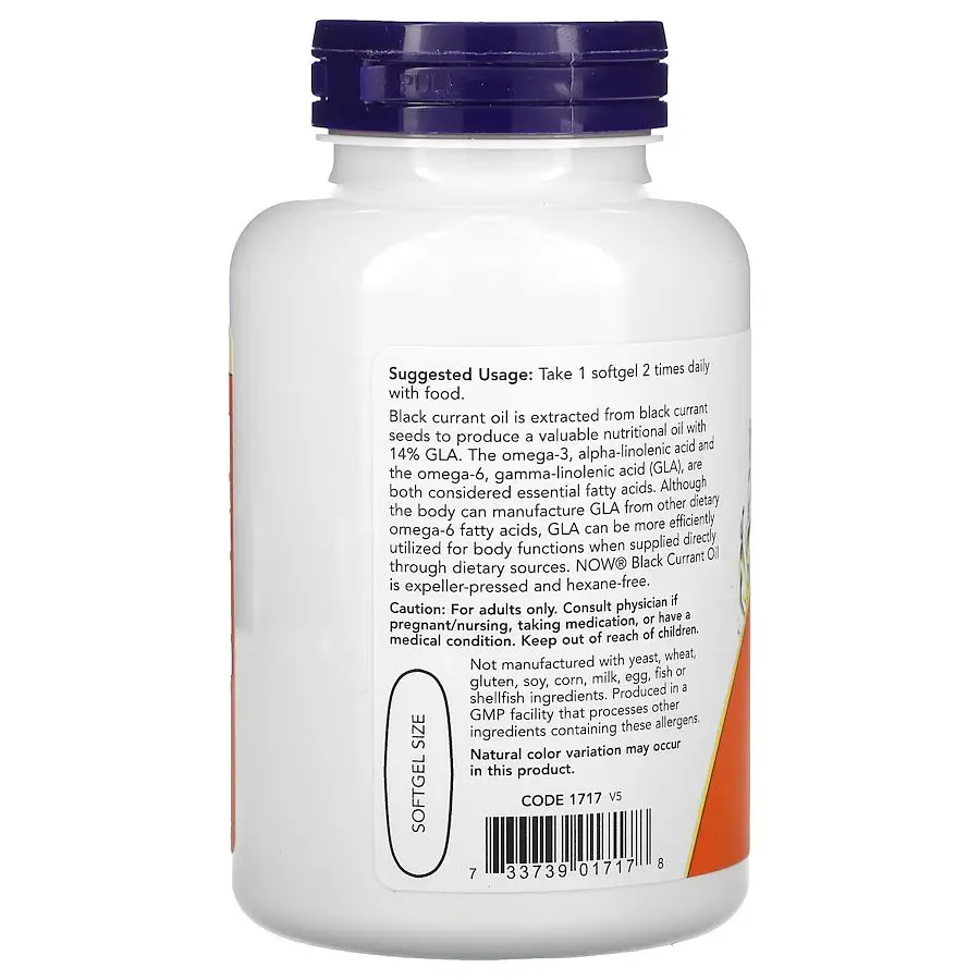 Жирні кислоти NOW Black Currant Oil 1000 mg, 100 капсул - фото 3