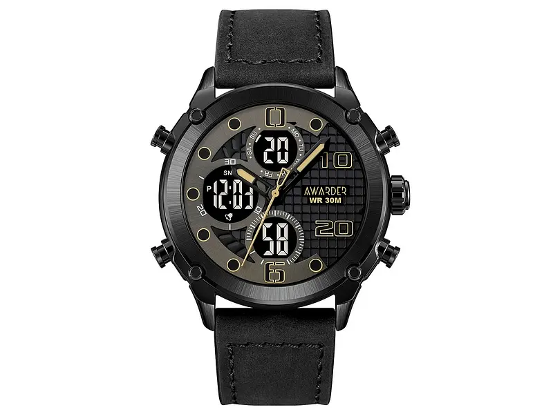 Чоловічий наручний годинник 017 Black Leather Awarder acs0031982 - фото 2