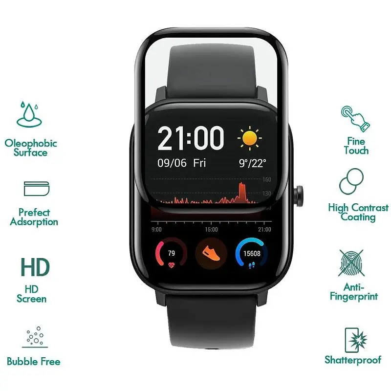 Захисна плівка Amazfeel для смартгодинника Amazfit GTS/GTS2 з рамкою (2 шт.) - фото 6