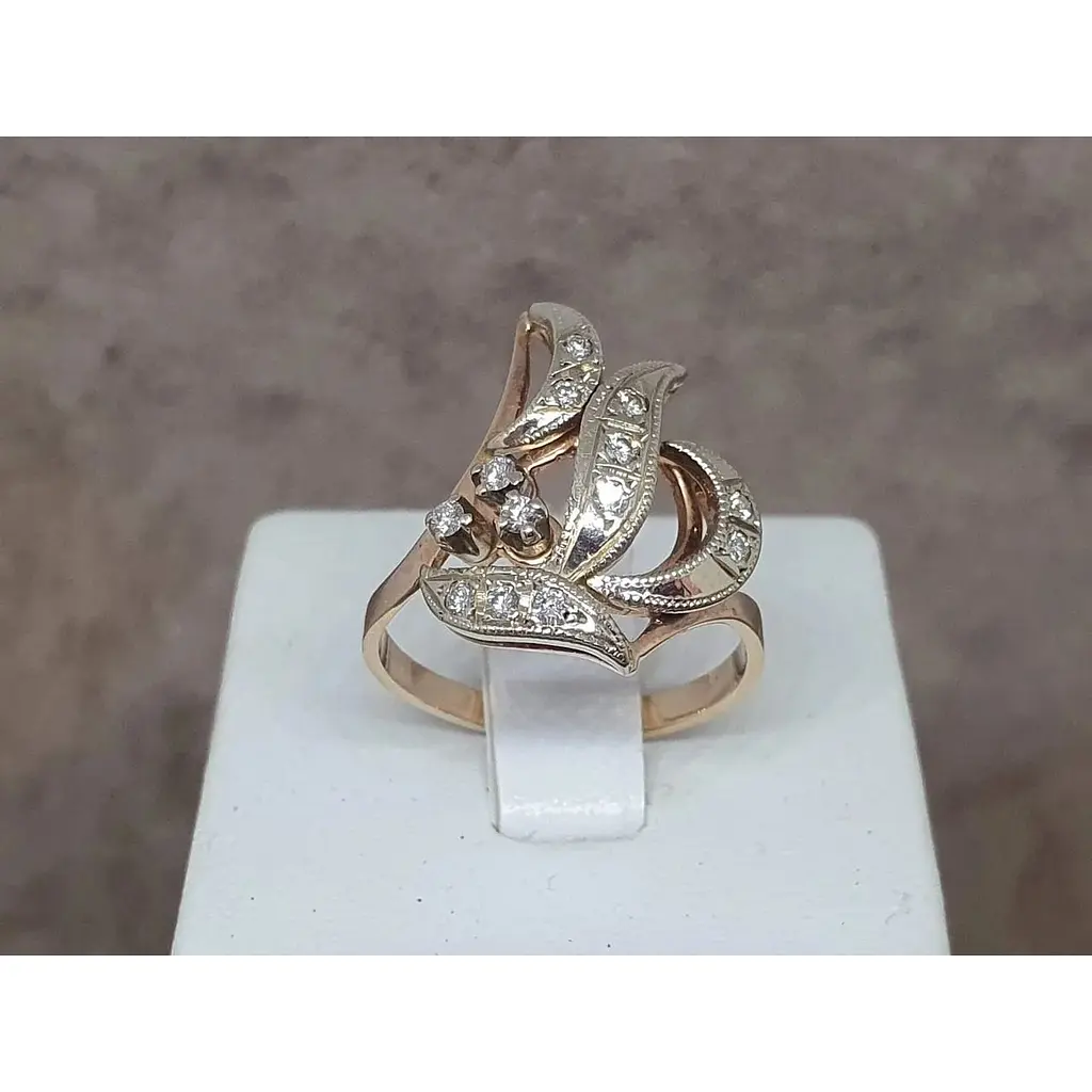 Золоте кільце Львівський державний ювелірний завод з діамантами. 8В410160936/21 18 - фото 5