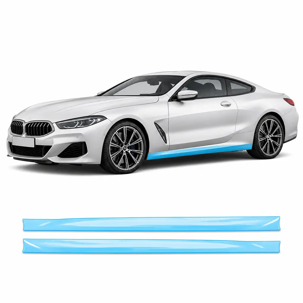Антигравійна захисна бронеплівка за лекалами для BMW 8 Series G15/G14/G16 2018-2022 - нижня зона кузова та пороги