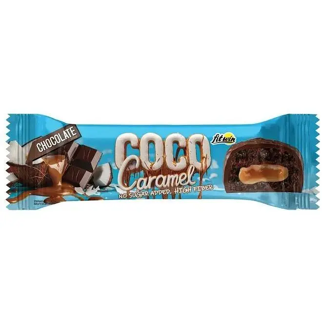 Батончик FitWin Coco Caramel No Sugar Added Шоколад 40 г - фото 1