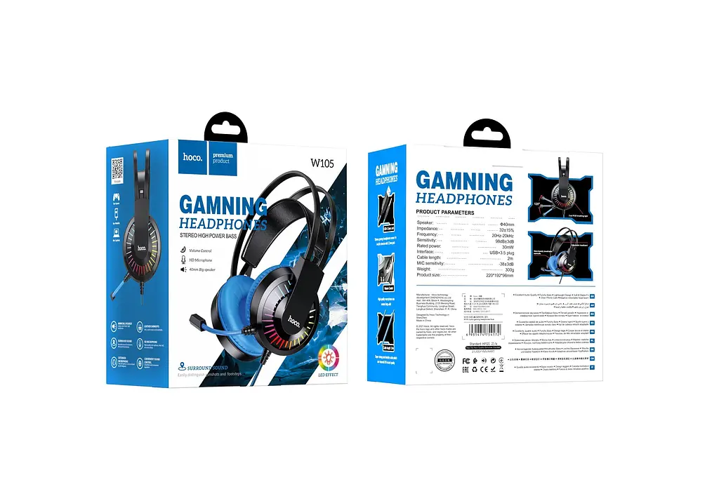 Игровые Наушники Hoco W105 Joyful Синий - фото 7