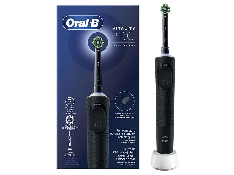 Електрична зубна щітка Braun ORAL-B Vitality D103.413.3 PRO Protect X Clean Cross Action Black - фото 2