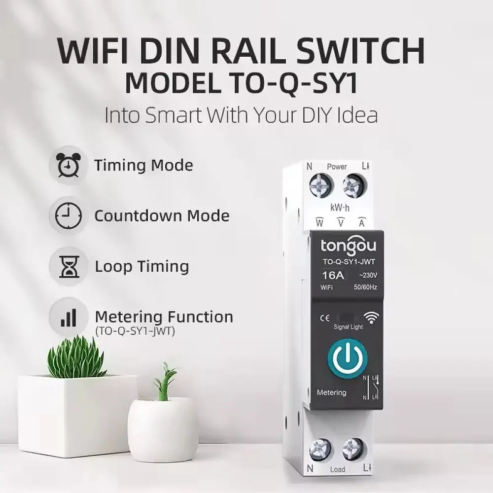 Розумний Wi‑Fi автомат Tongou 16А Tuya з моніторингом енергоспоживання TO-Q-SY1-JWT - фото 3