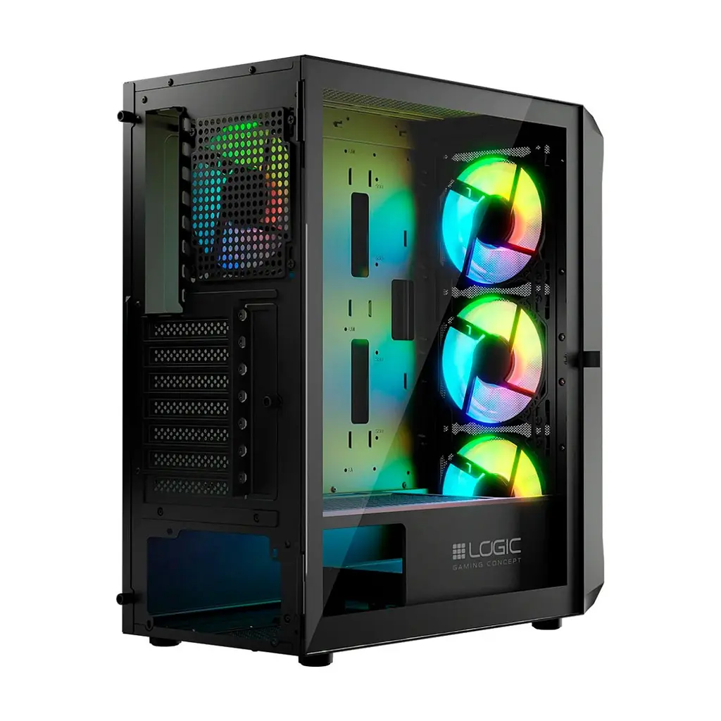 Корпус для ПК Logic concept PORTOS MESH+GLASS ARGB fans 4x120mm BLACK (AT-PORTOS-10-0000000-0002) - фото 9