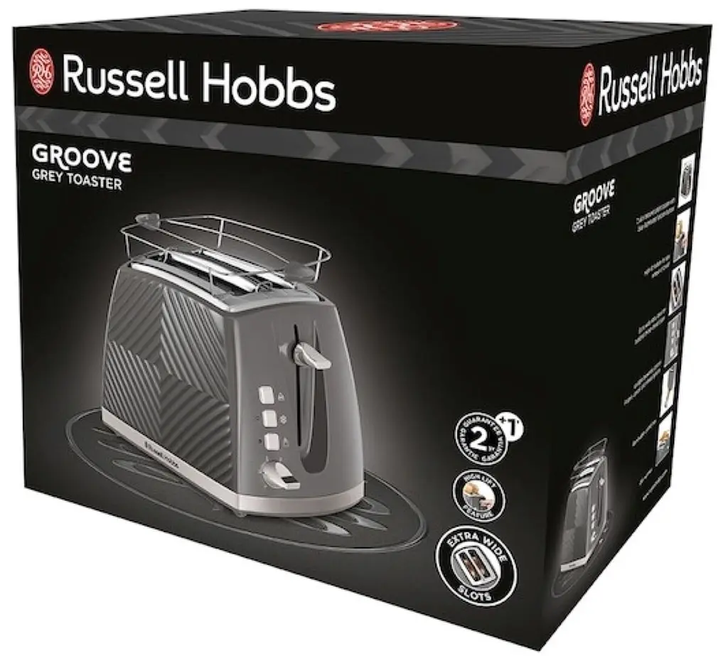 Тостер GrooWe 2 Slice 850Вт, подогрев, размораживание, пластик, серый Russell Hobbs kuh0014911 - фото 9