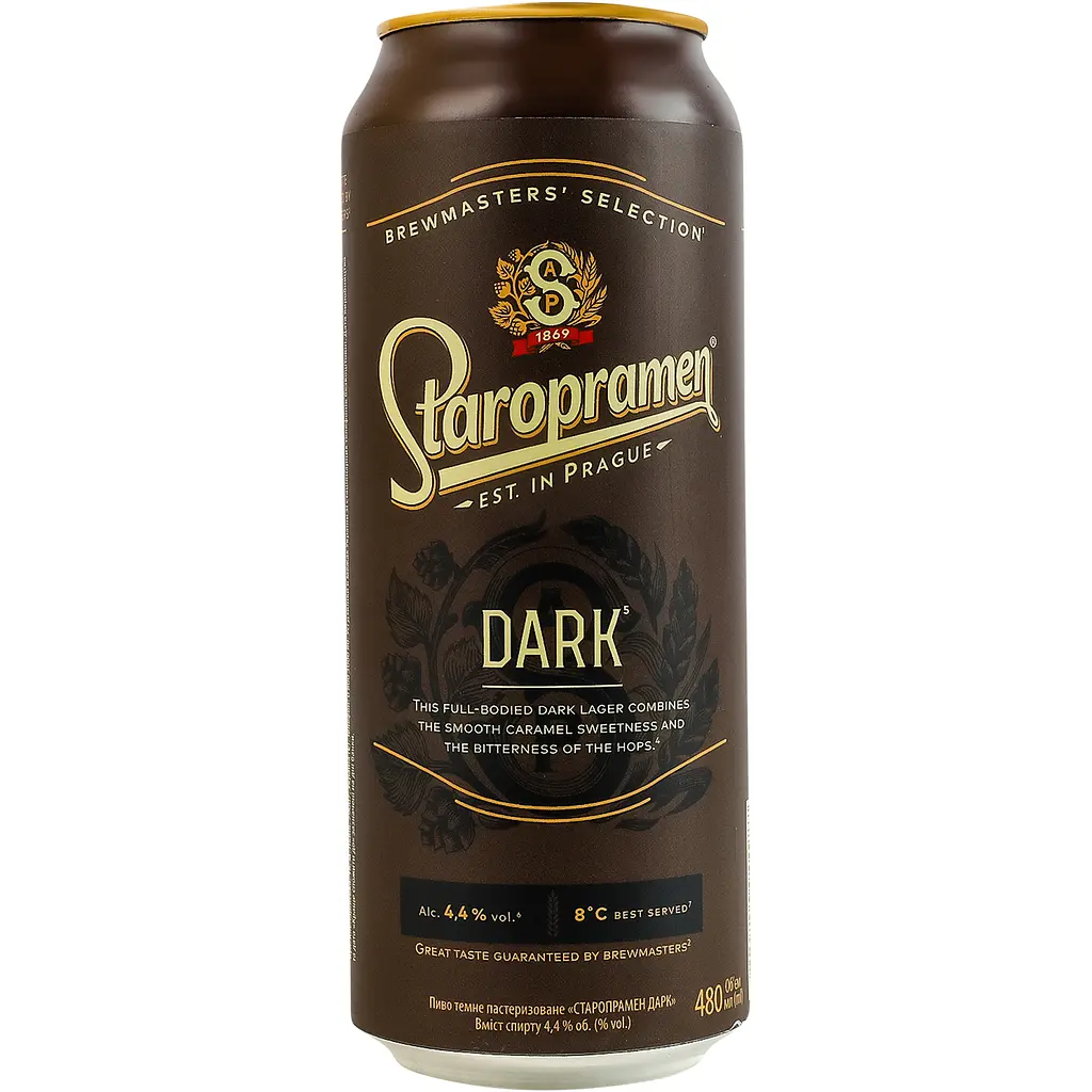 Пиво Staropramen Dark темне пастеризоване 4.4% 0.48л ж/б - фото 2