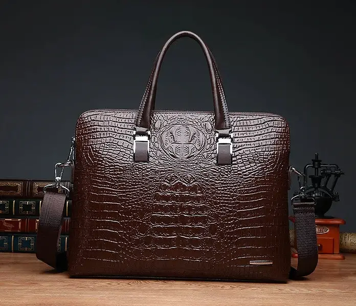 Портфель чоловічий для документів А4 коричневий під крокодила 635К - фото 3