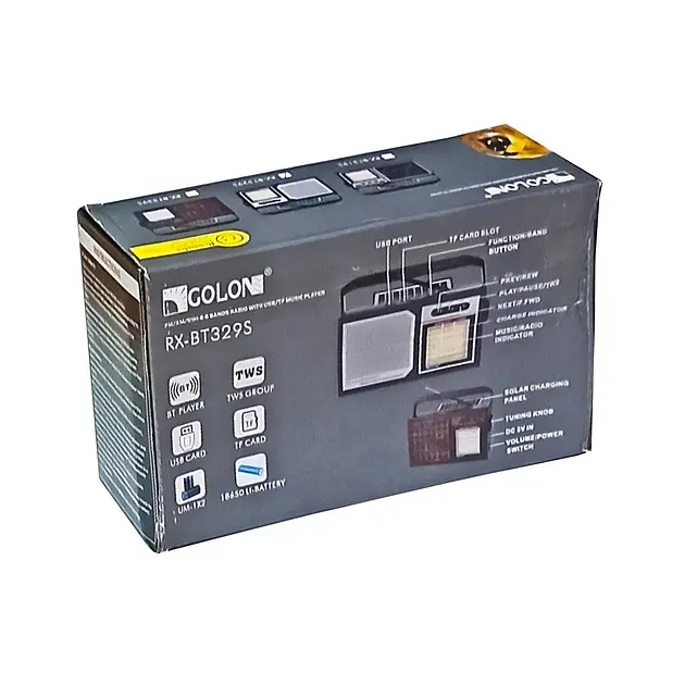 Радиоприемник Golon RX-BT329S с солнечной черной панелью - фото 6
