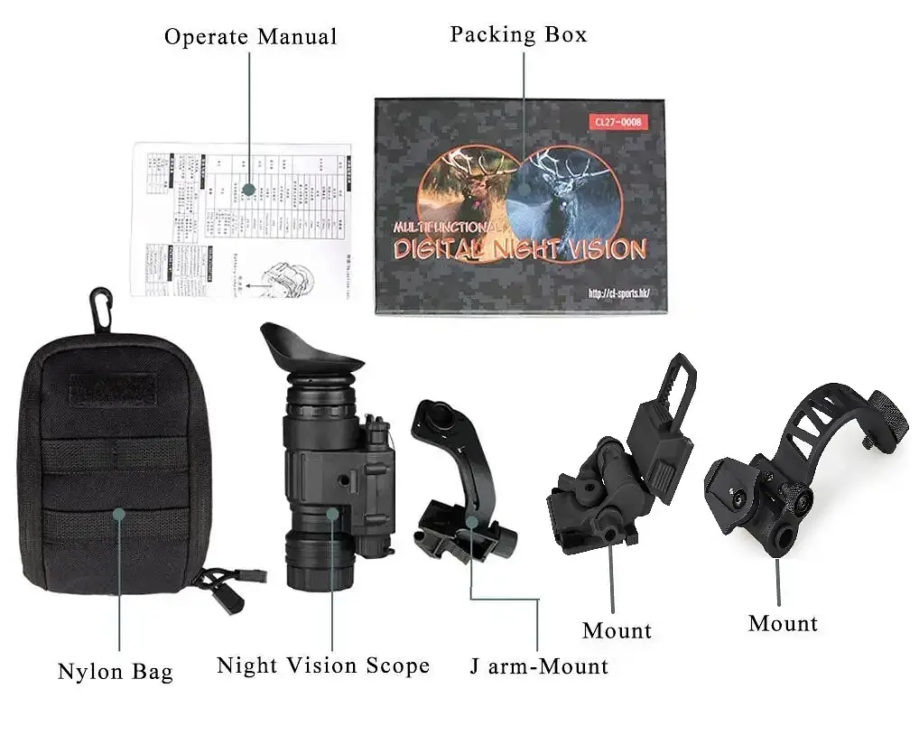 Тактический монокуляр ночного видения Night Vision PVS-14 + адаптер на шлем L4G24 + J-arm Mount + Рог дугой - фото 10