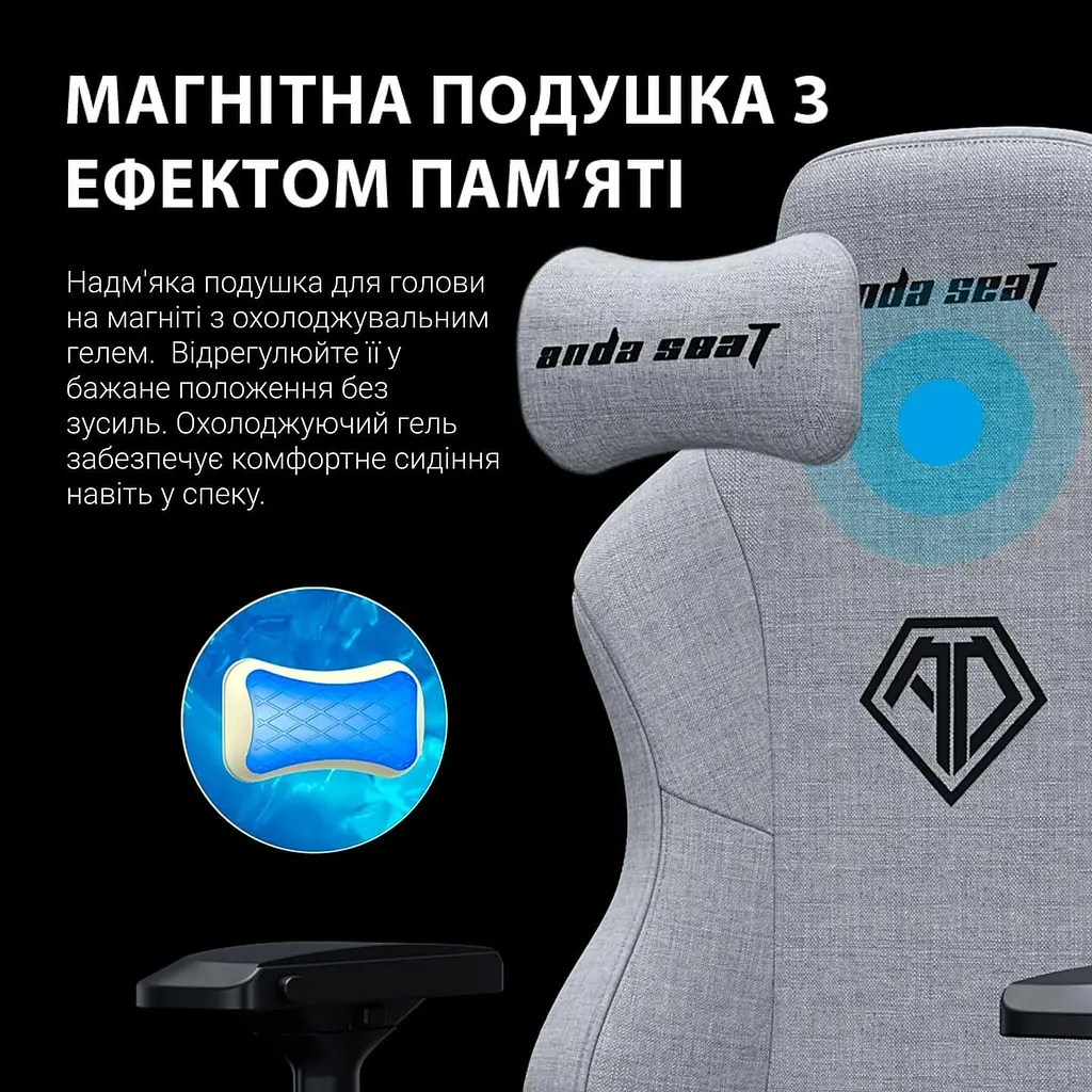 Ігрове крісло Anda Seat Phantom 3 Pro Fabric Dark Gray Size L (AD18YC-06-GB-F) - фото 7